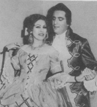 Picture of Carlo Zampighi with Margherita Carosio in 'Manon Lescaut'