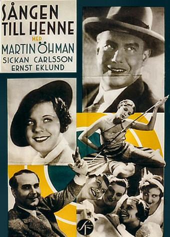 Picture of Ad for one of Öhman's movie. Öhman is on top in the right corner