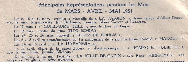 Picture of Marseiile 1950/1 season program