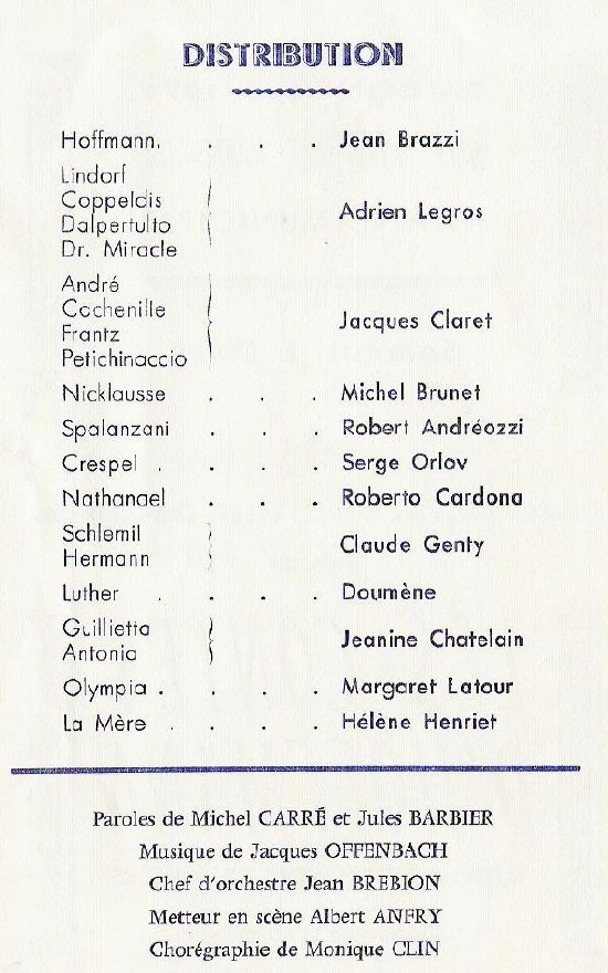 Brazzi's program in Hoffmann,Issy 2 March 1974