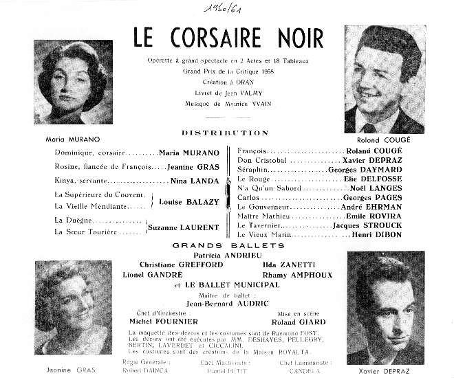 Program Le corsaire noir à Oran, Mars 1961