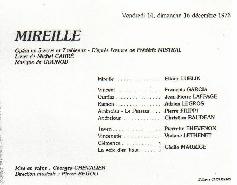 Picture of Fran&ccedil;ois Garcia's Mireille  playbill Toulon Saint Etienne 14 et 16 December 1973 
