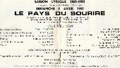 Picture of Rudi Hirigoyen's Le pays du sourire Calais 5 April 1981 playbill
